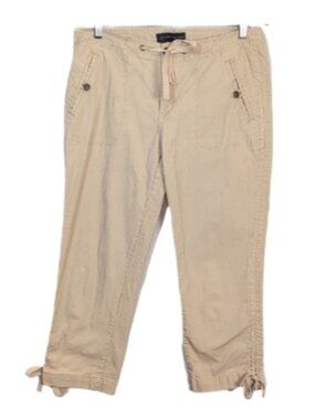 💠Lady Hathaway Khaki Capri Pants Womens Size 8 Adjustable Drawstring Tie Cuffs